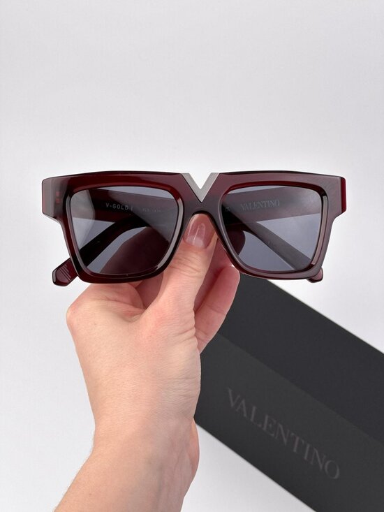 Valentino Sunglasses – Burgundy Square Frame Grey | Model V-GOLD I VLS-162 C main image 5